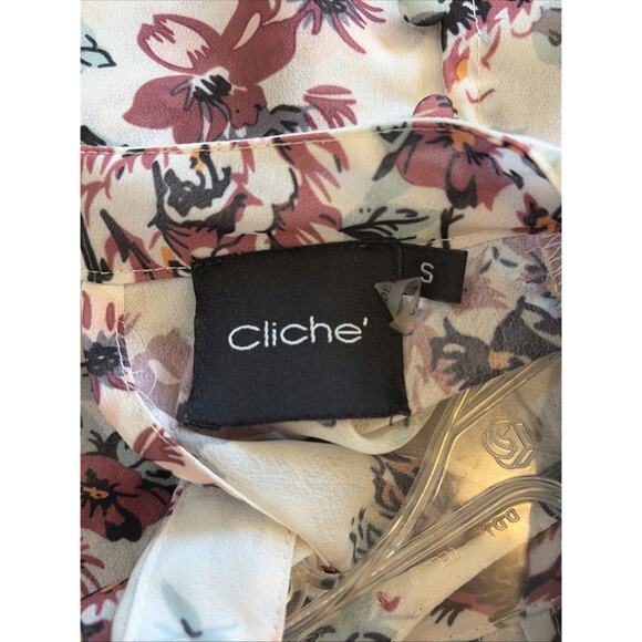 Cliche‎ Y2K Ruffle Floral Flower Sheer Open Back Blouse Shirt Womens Small - Picture 7 of 8